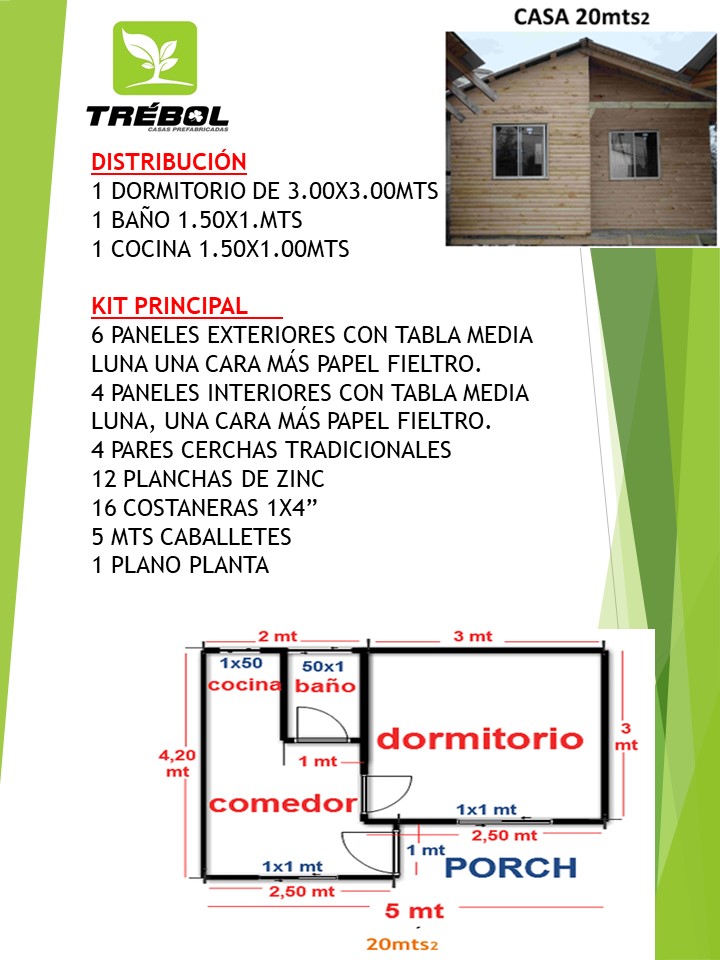 Casa Prefabricada de 20 Mts 2 MOD-ANTU  – TREBOL SPA